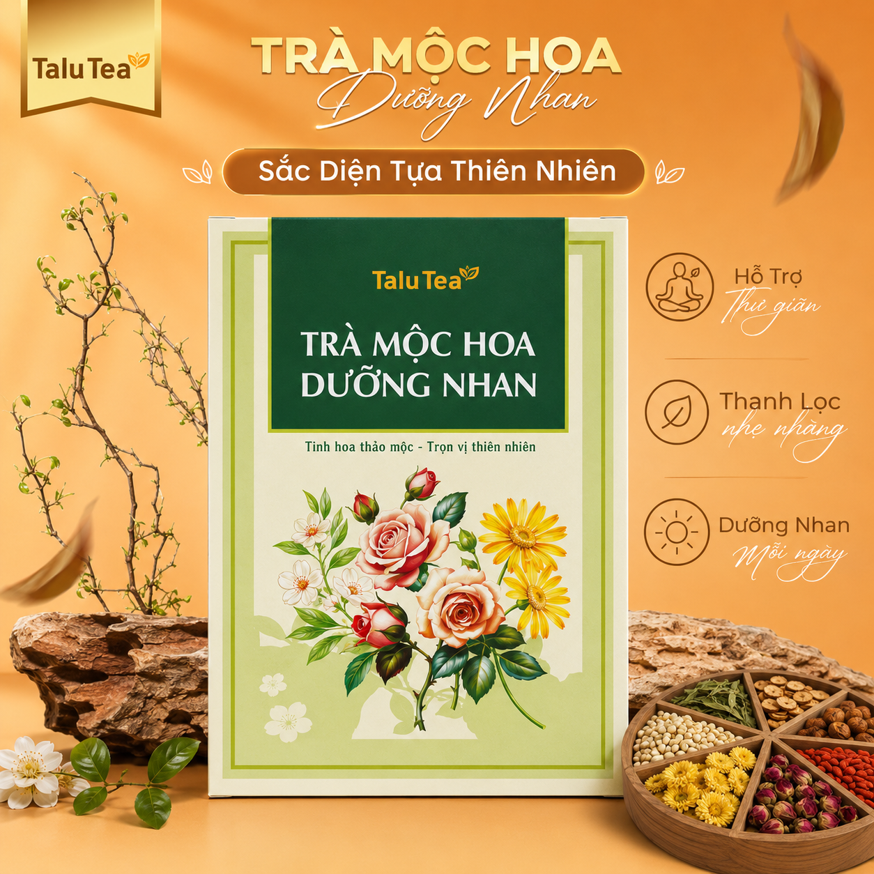 Trà mộc hoa dưỡng nhan Talu Tea - Hộp 120G (12g x 10 túi)