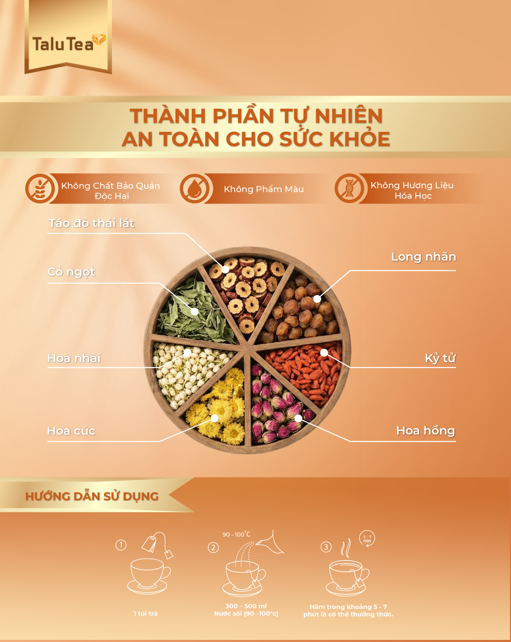Trà mộc hoa dưỡng nhan Talu Tea - Hộp 120G (12g x 10 túi)