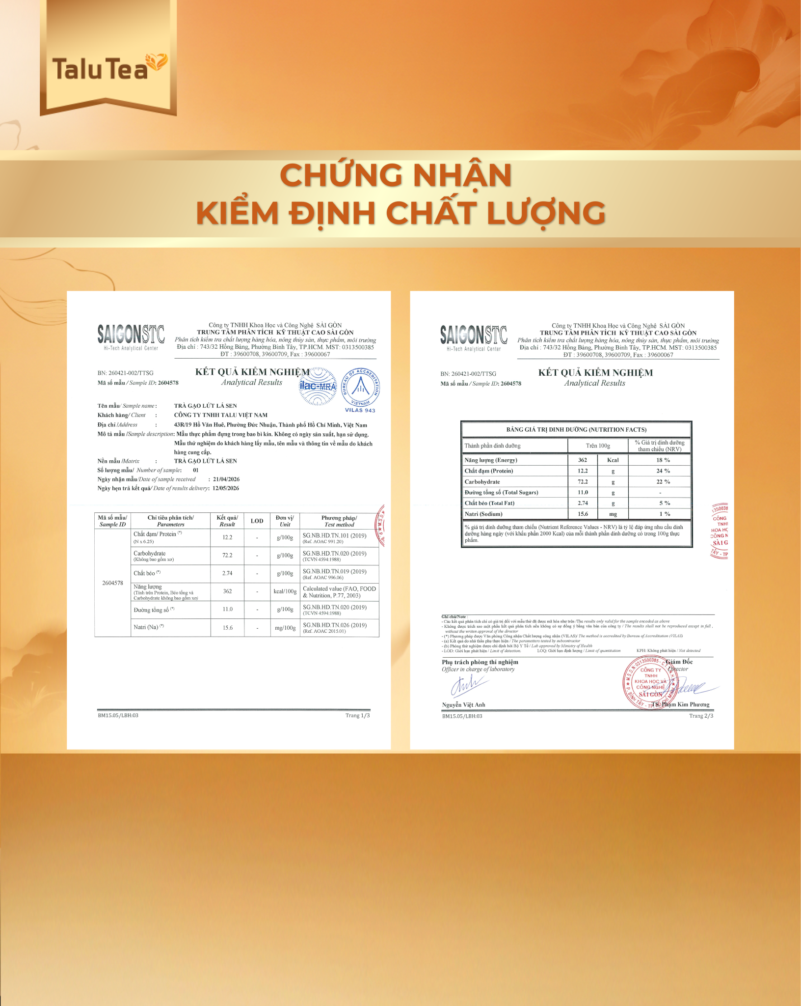 Mua 1 tặng 1 ly 550ml Trà gạo lứt lá sen Talu Tea - Hộp 150G (15g x 10 túi)