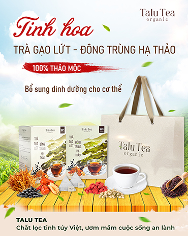 Combo 2 hộp Trà gạo lứt Đông trùng hạ thảo Talu Tea - Hộp 450G